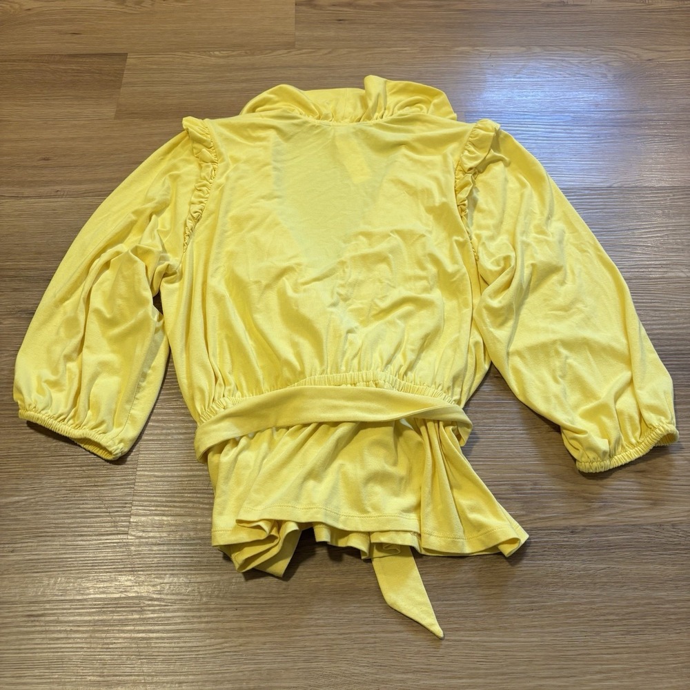 Lauren Ralph Lauren Yellow Ruffle Wrap Blouse - Picture 9 of 13